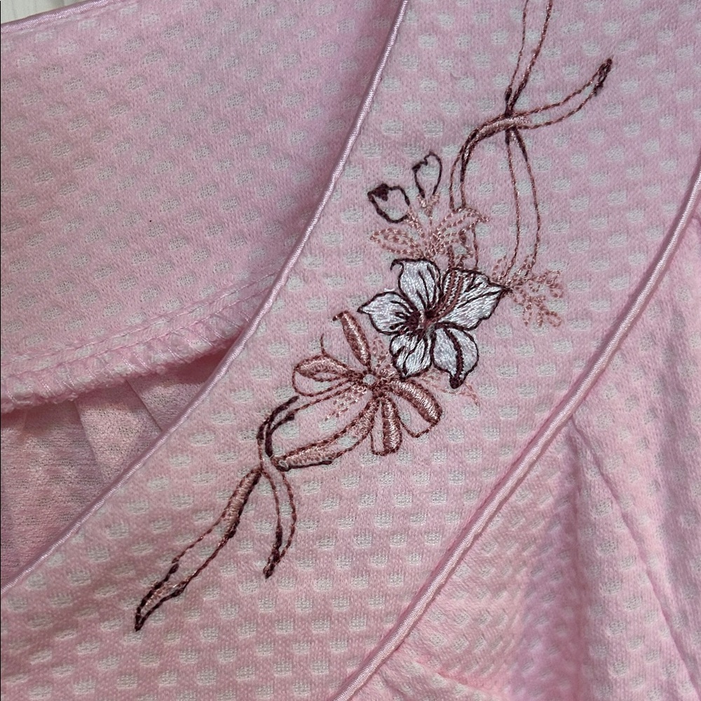 NWT White Stag Pink Textured & Embroidered Lightweight Robe - Picture 5 of 11